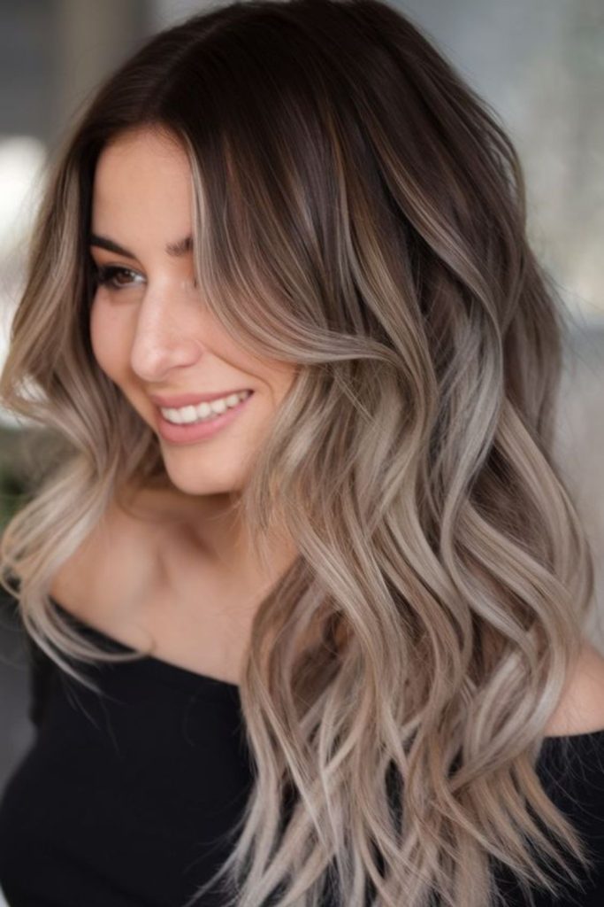 Dark roots with icy ash ends