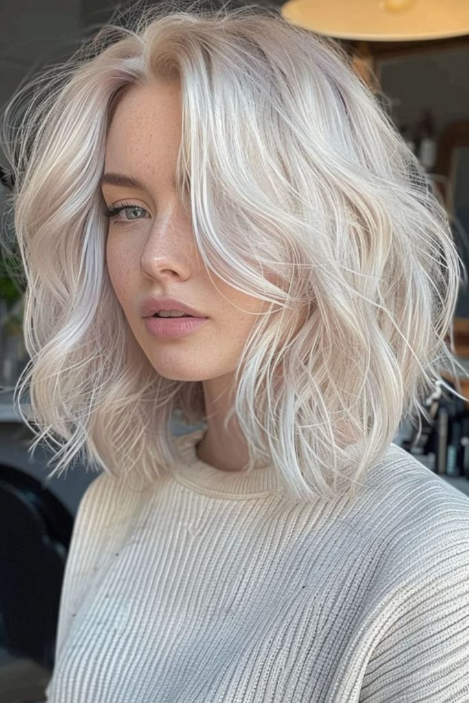 Frosty platinum waves shimmer with elegance