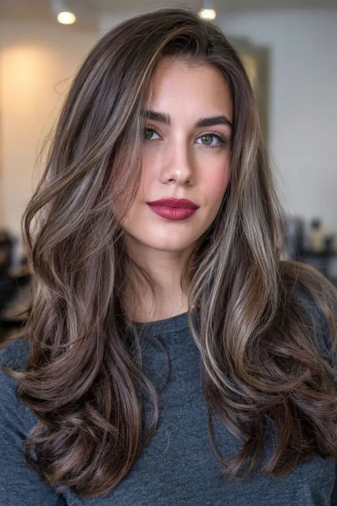 Dark roots fading into ash ends