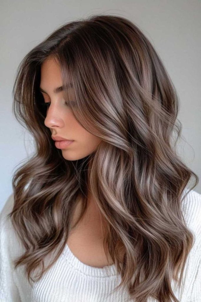 Silky brunette with fine ash ribbons
