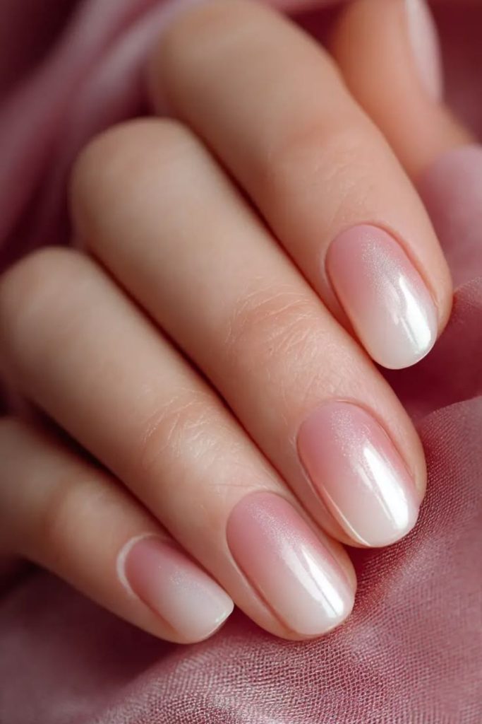 Soft pink gradient delicate nails