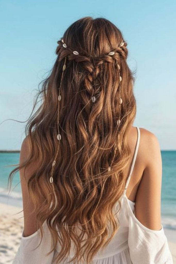 Boho loose straight back braids.