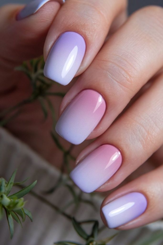 Pink lavender gradient nails soft