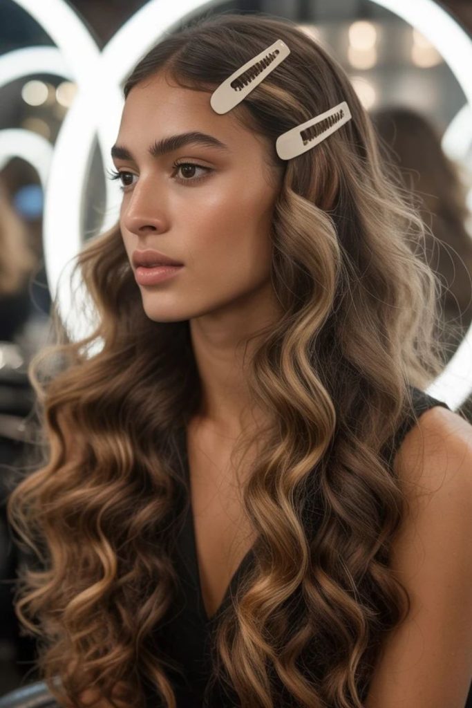 Large barrel curls with layered volume.