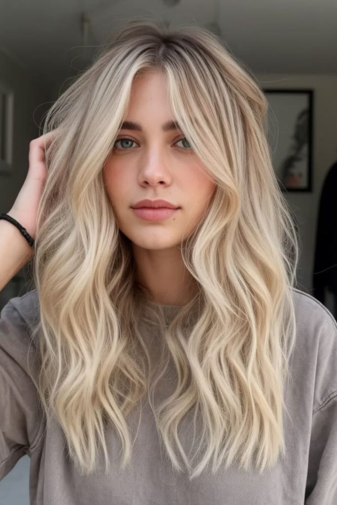 Delicate champagne flicks through hair