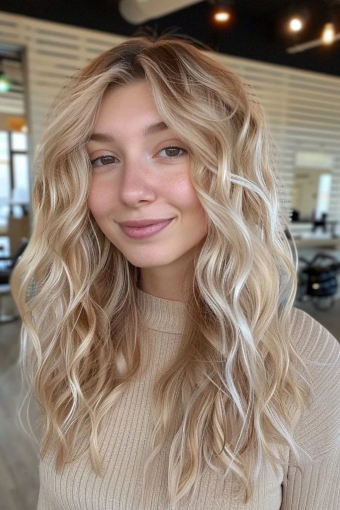 Pink-gold soft gradient shoulder hair