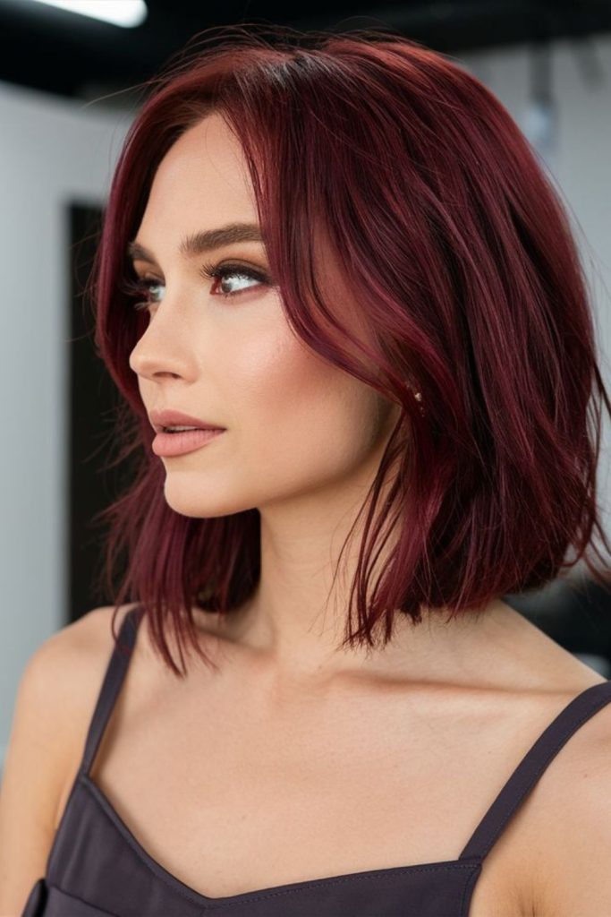 Cherry ember short bob brown hair.