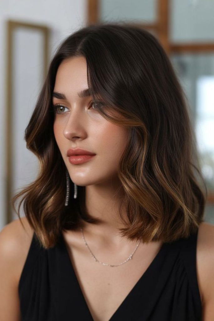 Center-parted lob with soft layers