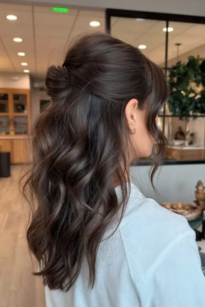 Half up twist with soft waves.