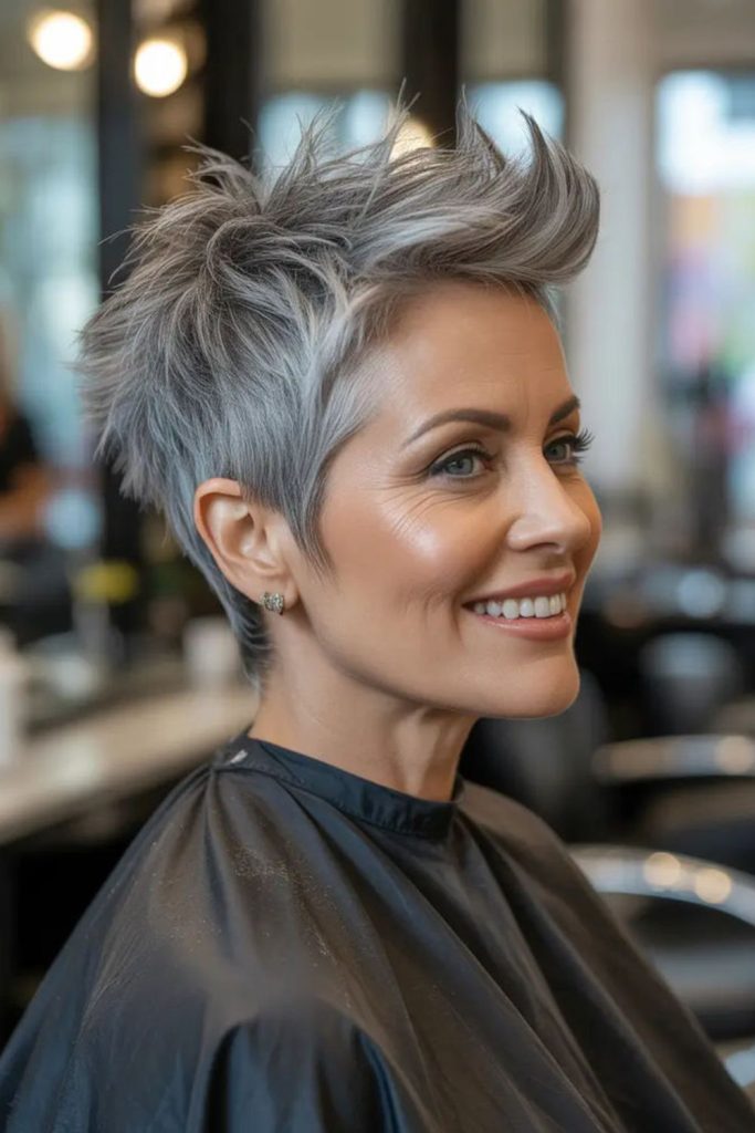 Metallic pixie with jagged flicks