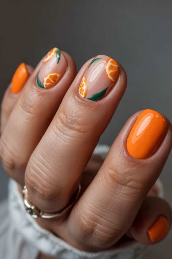 Yellow orange abstract nail slices