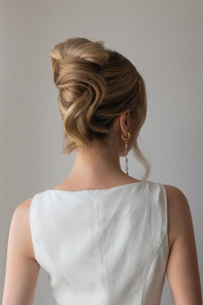 Timeless classic French twist bridal hairstyle