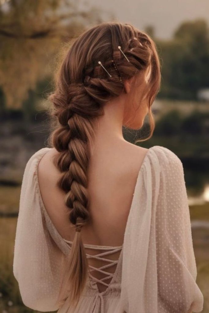 Cocoa brown smooth straight back braids.