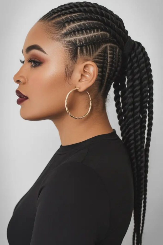 Diagonal braids trailing like comets