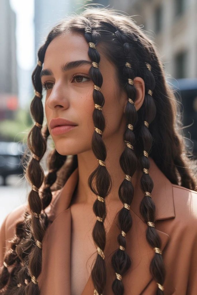 Orbital loop braids with metallic accents