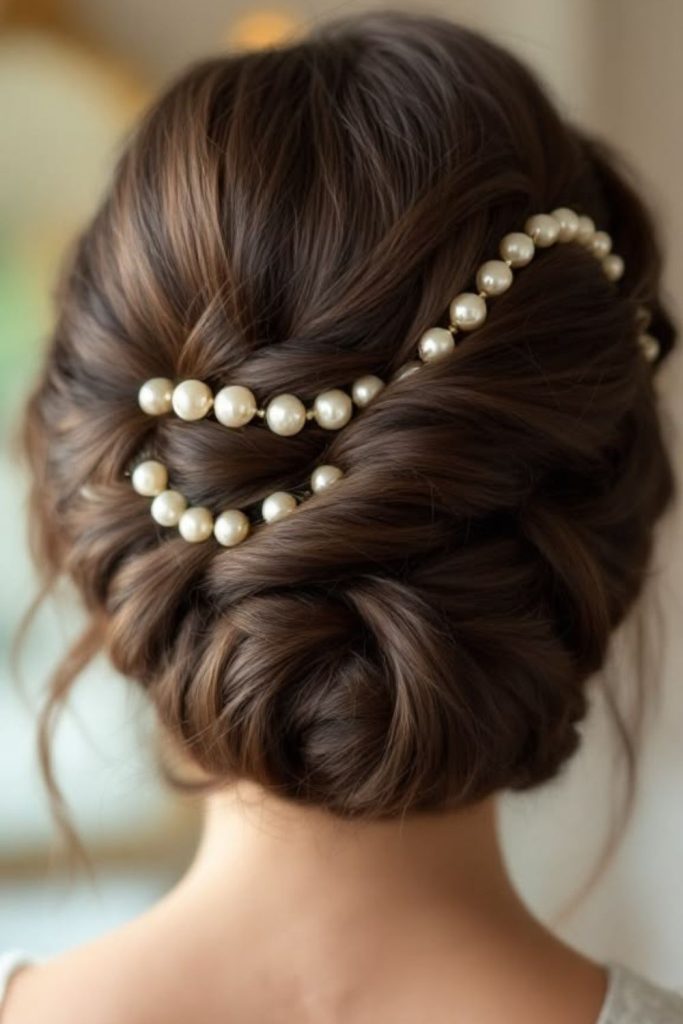 Side sweep crystal pin elegant hairstyle