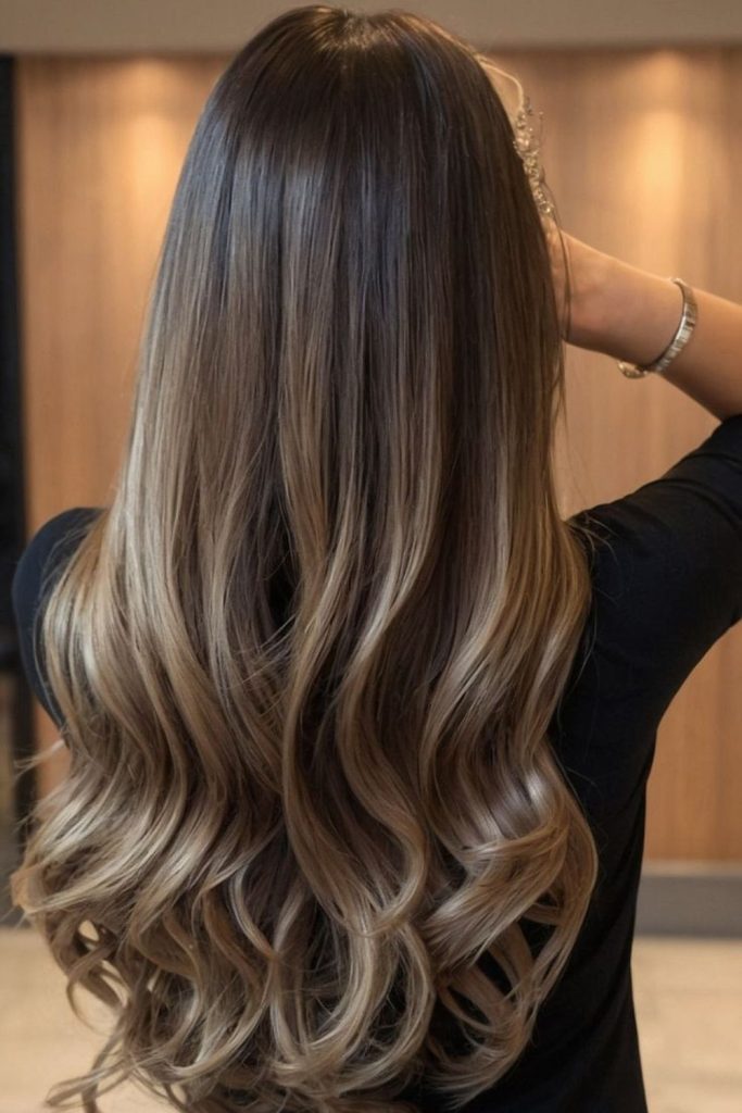 Straight hair with curled flipped ends.