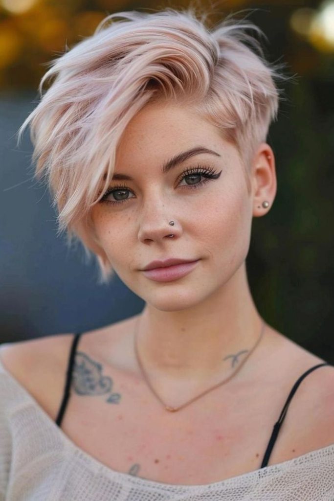 Voluminous quiff with edgy neon undertones