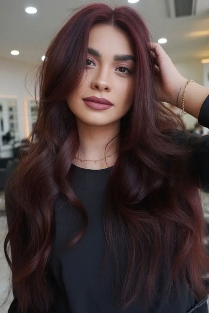 Deep wine infused red brown shine.