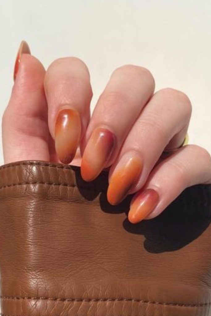 Sandy orange gradient nails warm desert