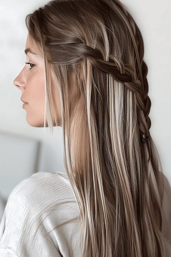 Warm beige hair with asymmetrical flick