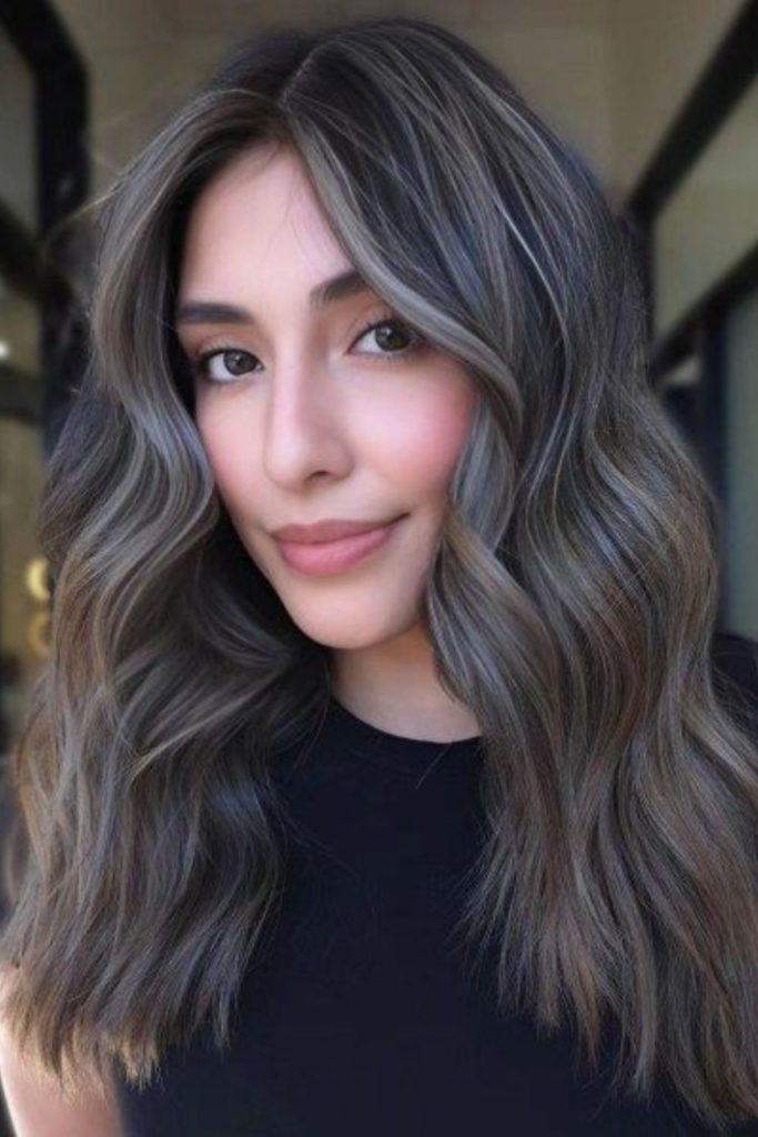 Dusky brunette with silver ash flow