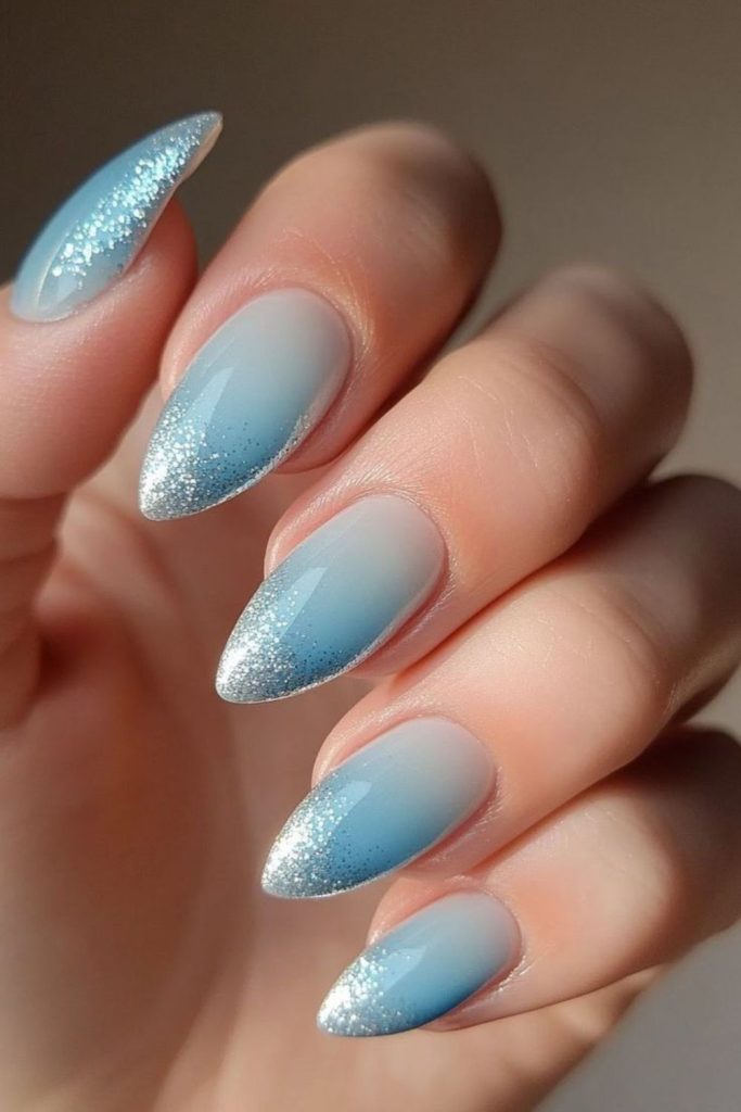 Icy neon blue nails frozen shards