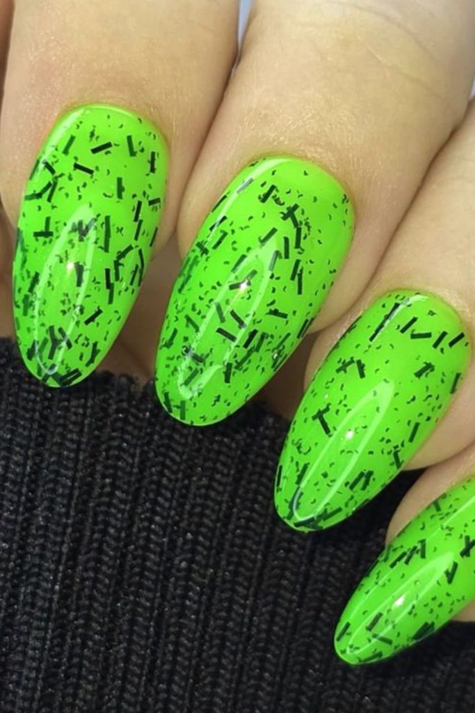 Lime lightning bold electric nail art