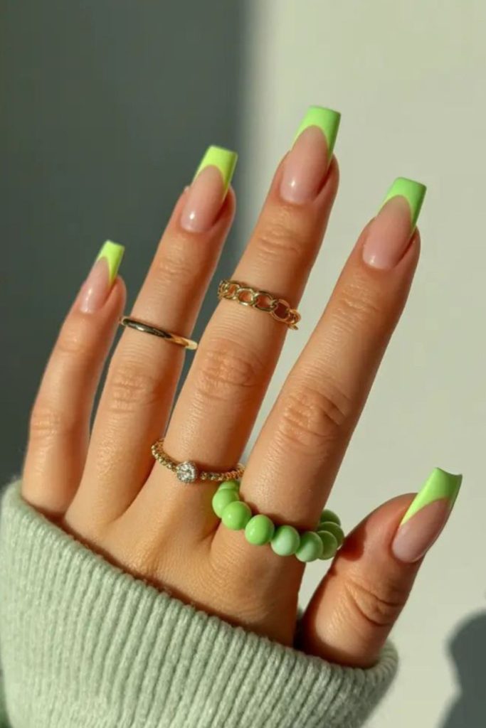 Lime French tip modern manicure style