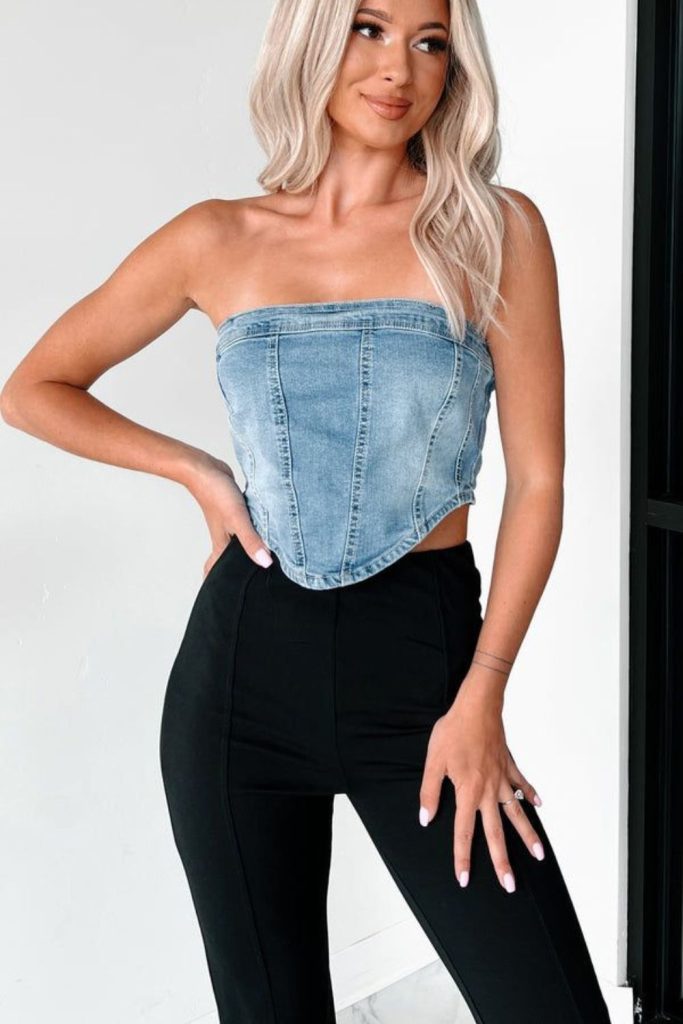 Cobalt corset black ripped leggings