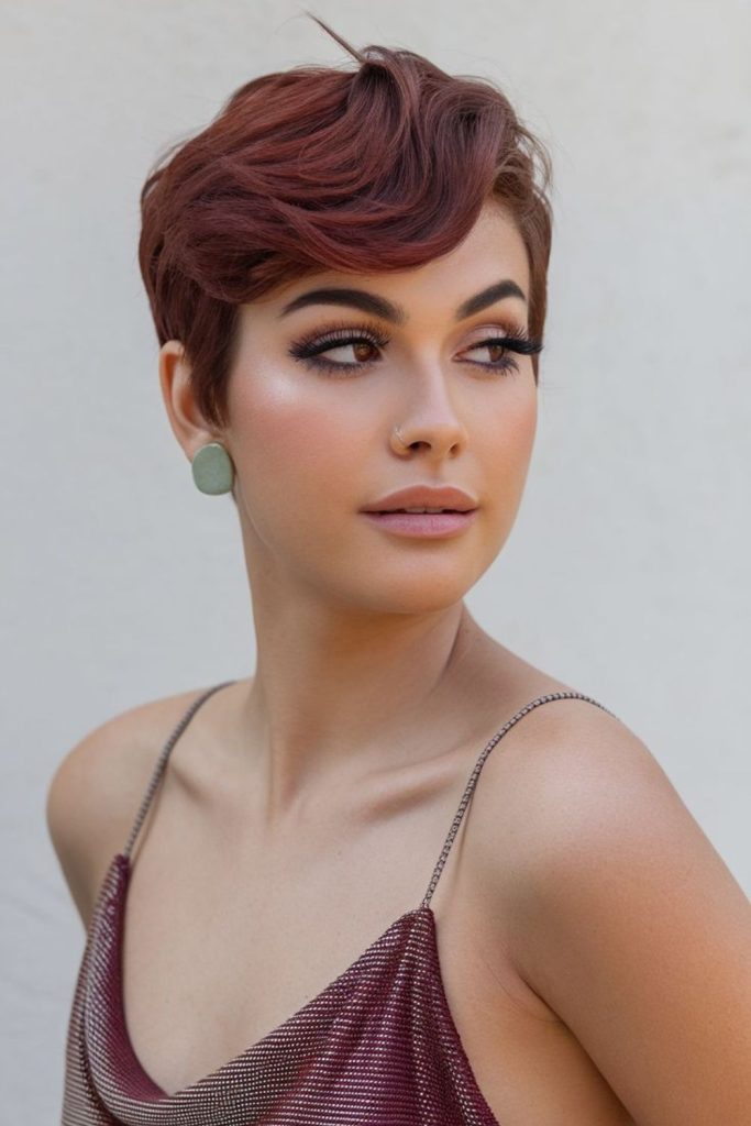 Short pixie with rippling ember layers