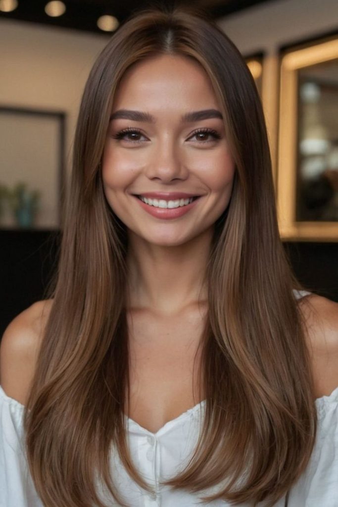 Light long hair floating effortlessly