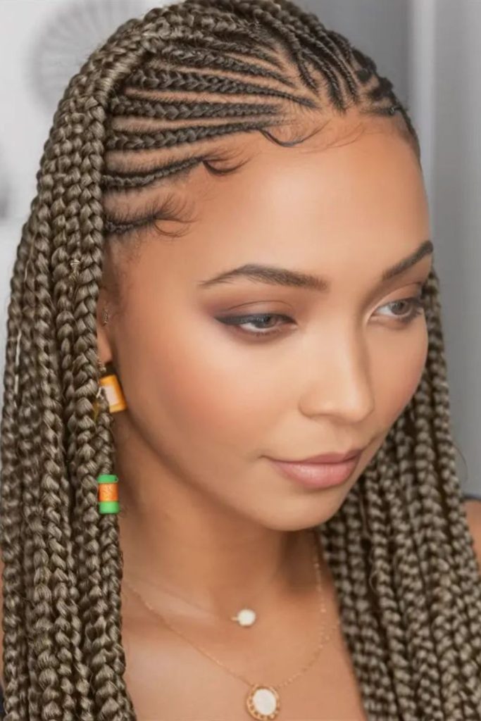 Sparkling tiny bead cornrows shine