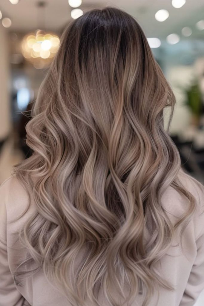 Smooth brunette to frosty ash fade