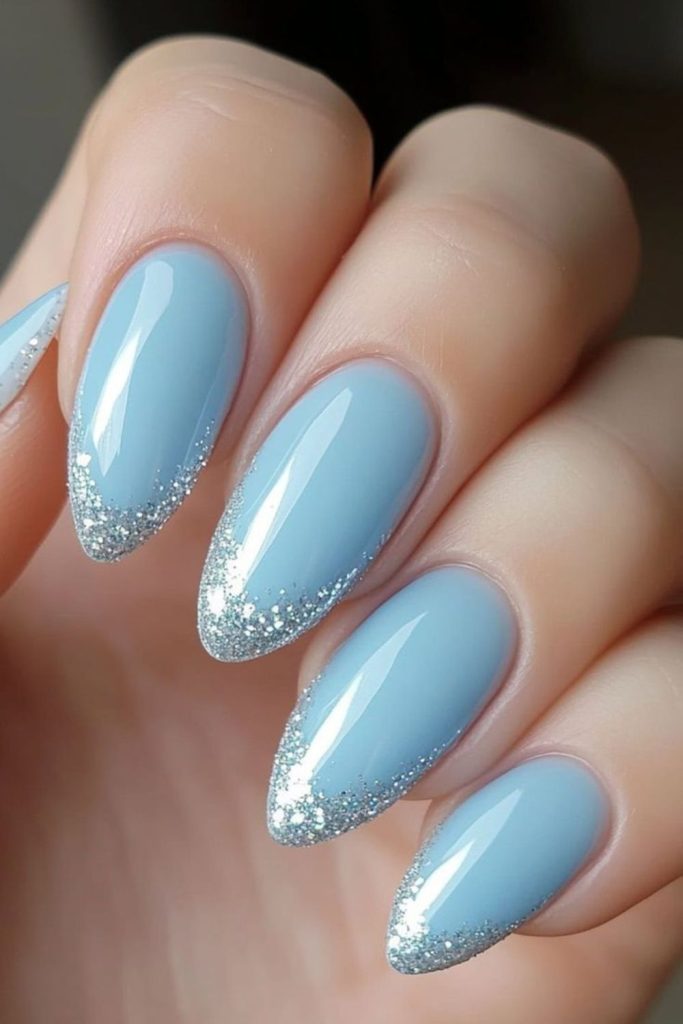 Icy blues with subtle glitter shimmer