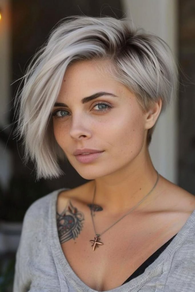 Short bob with frosted jagged ends