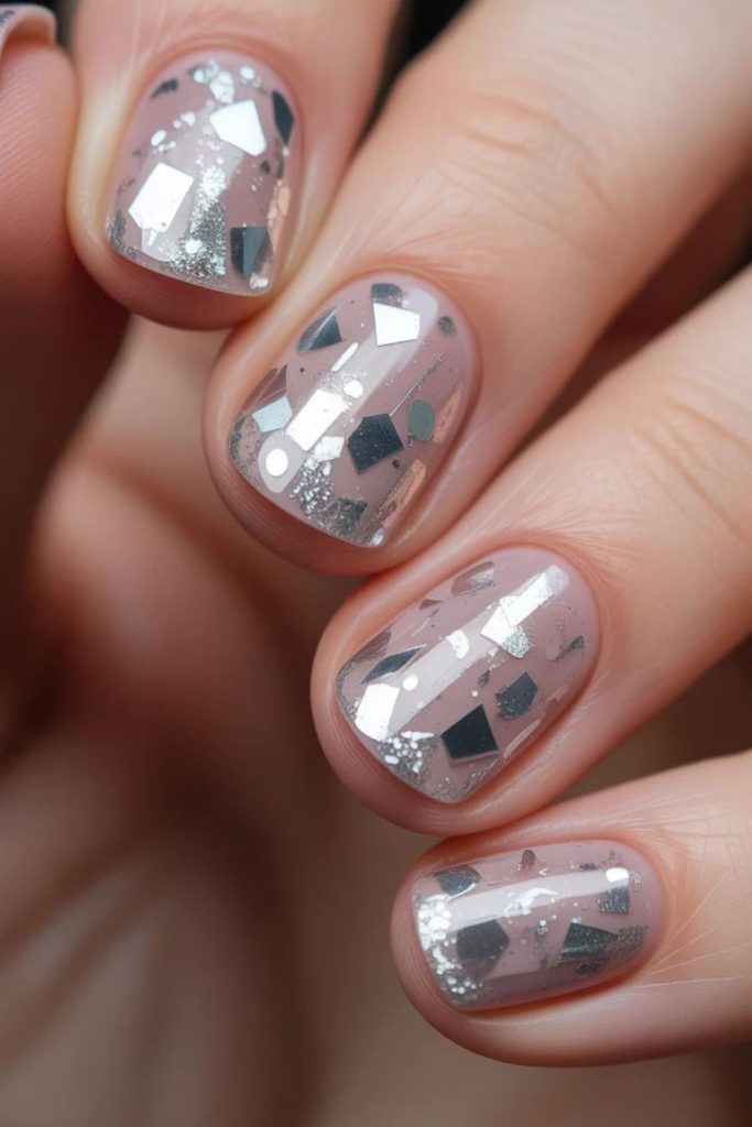 Icy transparent nails with shards