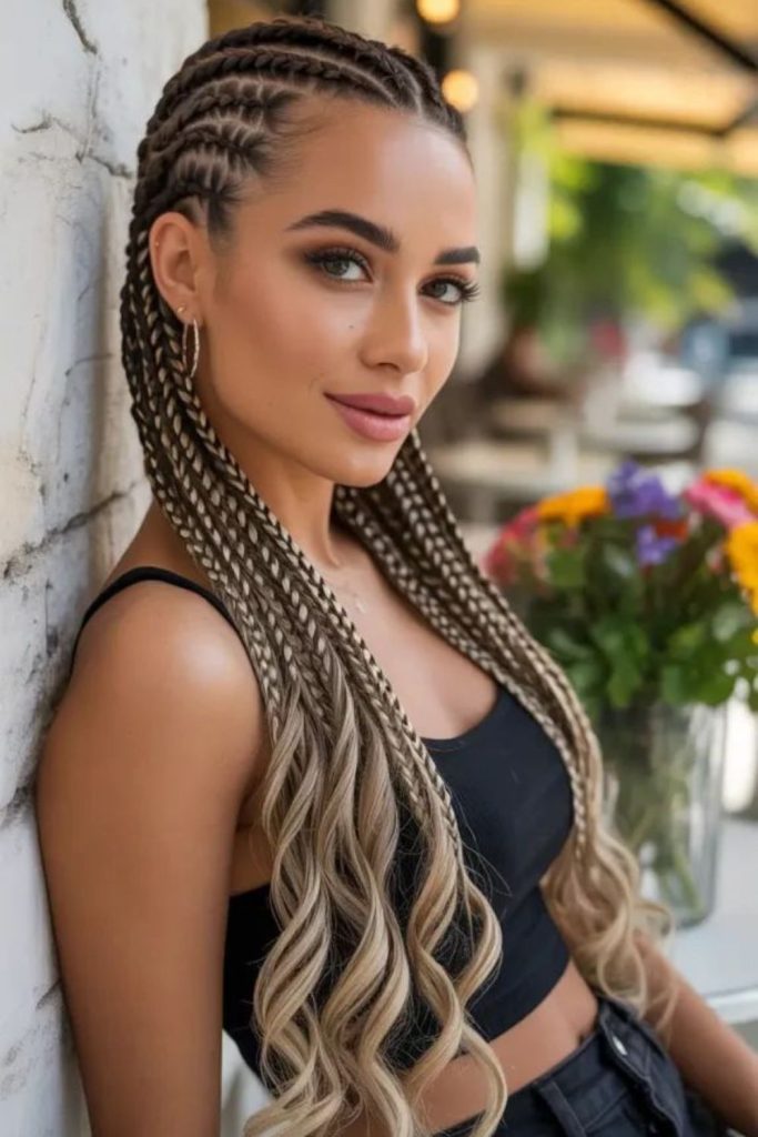 Silver-tipped frozen effect braids