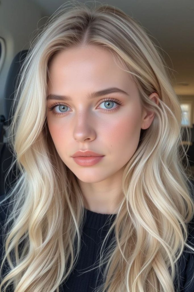 Cool ivory streaks subtle shimmer