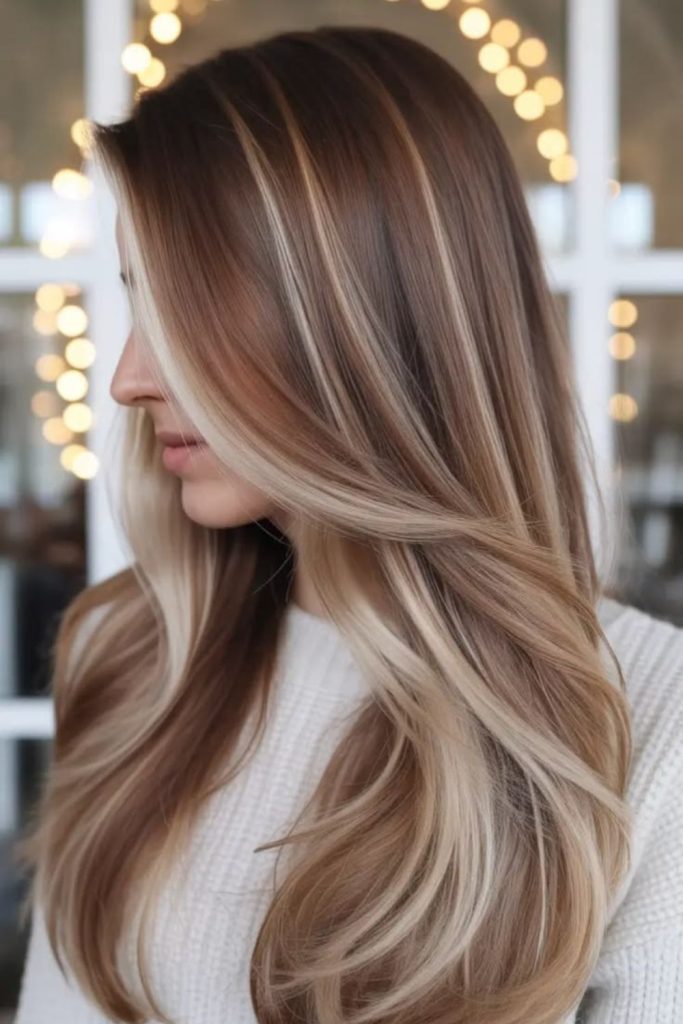 Face framing ash blonde highlights.