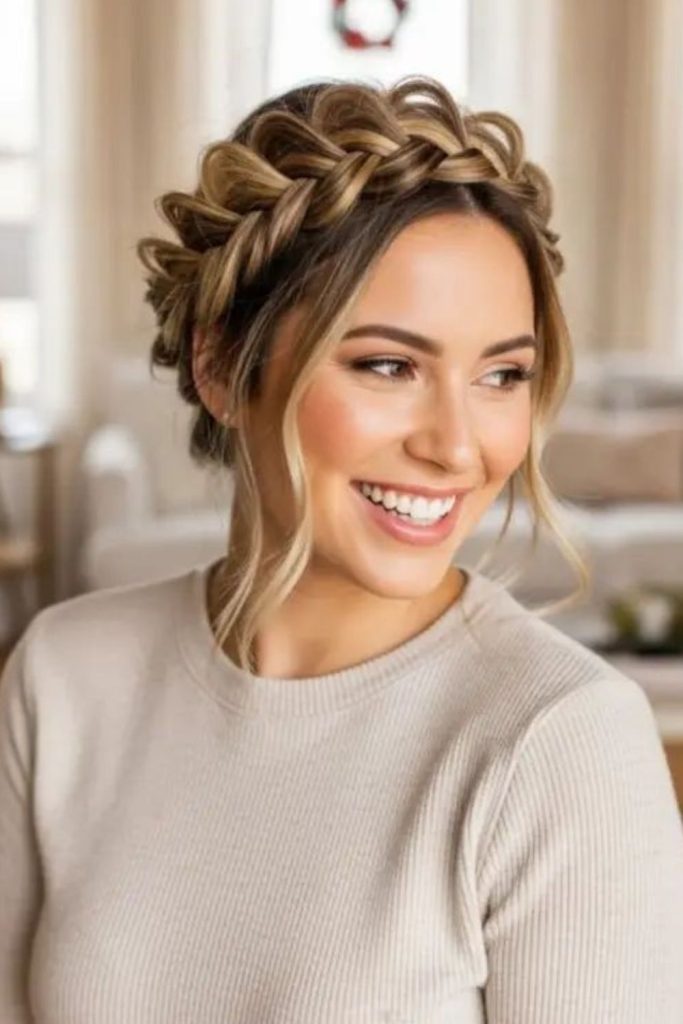 Spiral crown braids with hypnotic twist