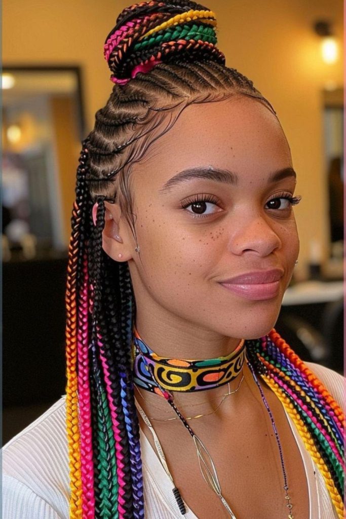 Colorful cosmic swirling braids shine