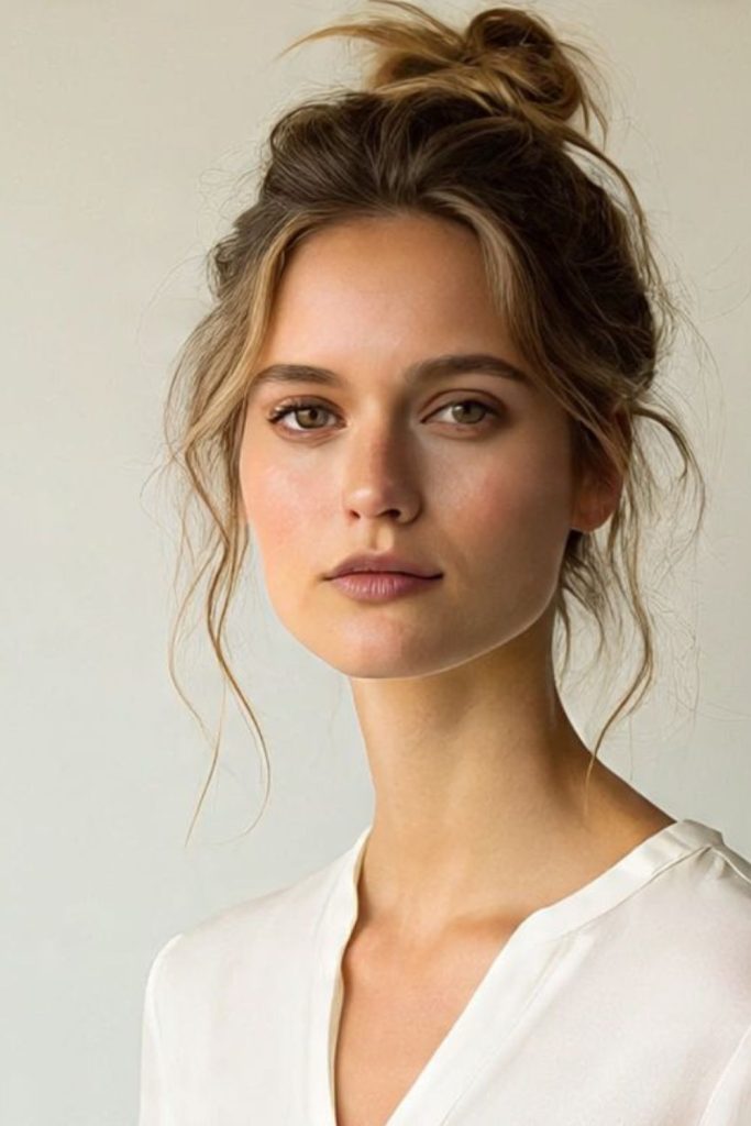 Textured bun with subtle shimmering highlights.