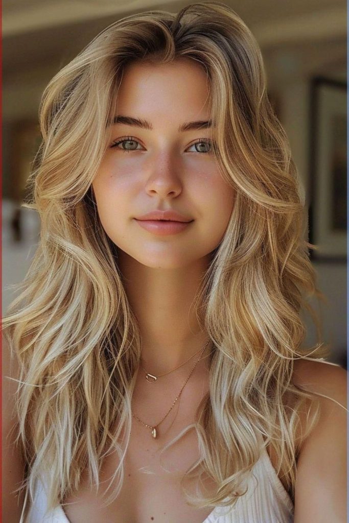 Golden ash flowing layered strands