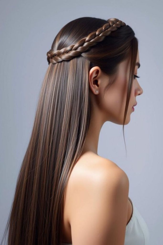 Golden straight hair with natural glow