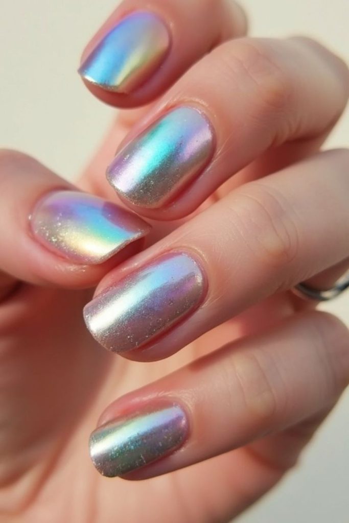 Iridescent prism shards on nails