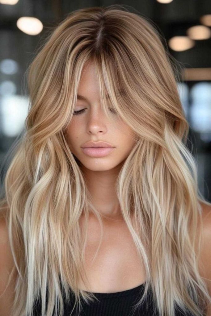 Honey strands with airy movement