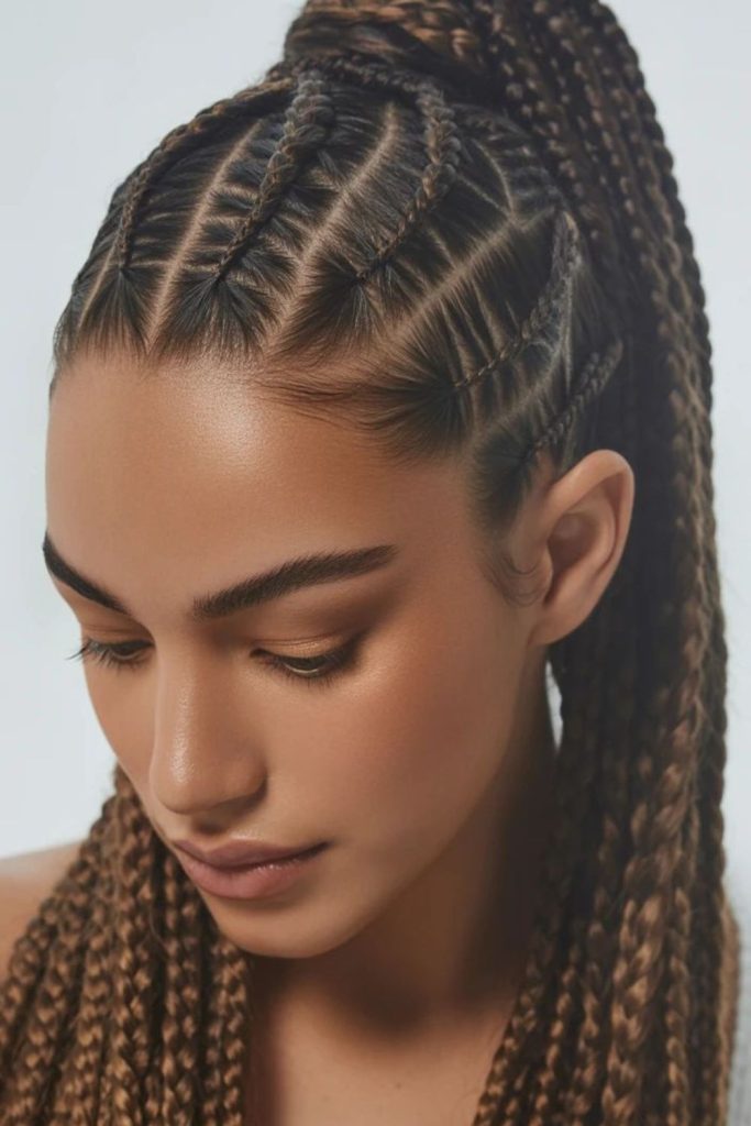 Hexagon pattern braids with shine