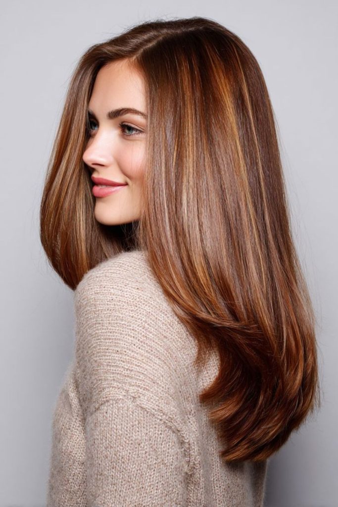 Amber straight hair flowing naturally