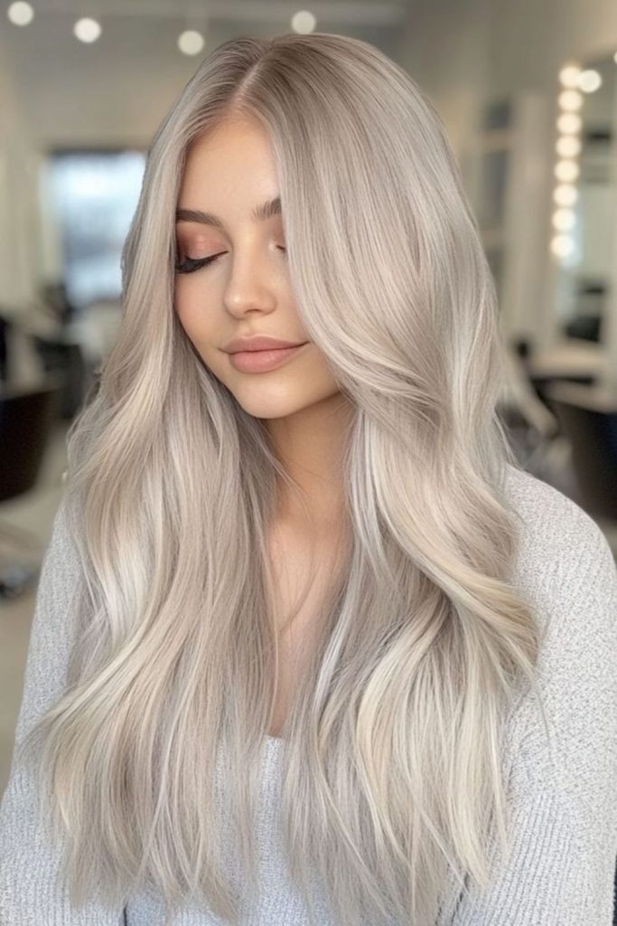 Loose platinum waves glimmer under light